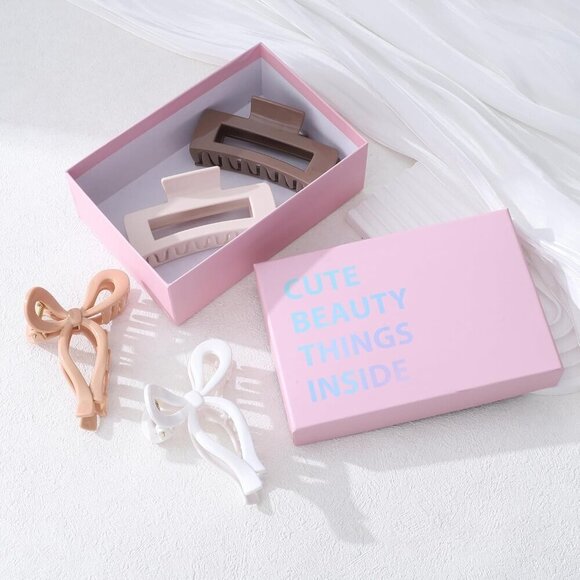 Silicone Hair Clips Set Non-Slip Strong Hold Bow & Claw Clips for Women